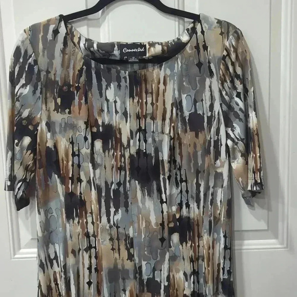 Connected Apparel Fit Flare Dress Women's Size 12 Multicolored Watercolor A-Line - Picture 3 of 12